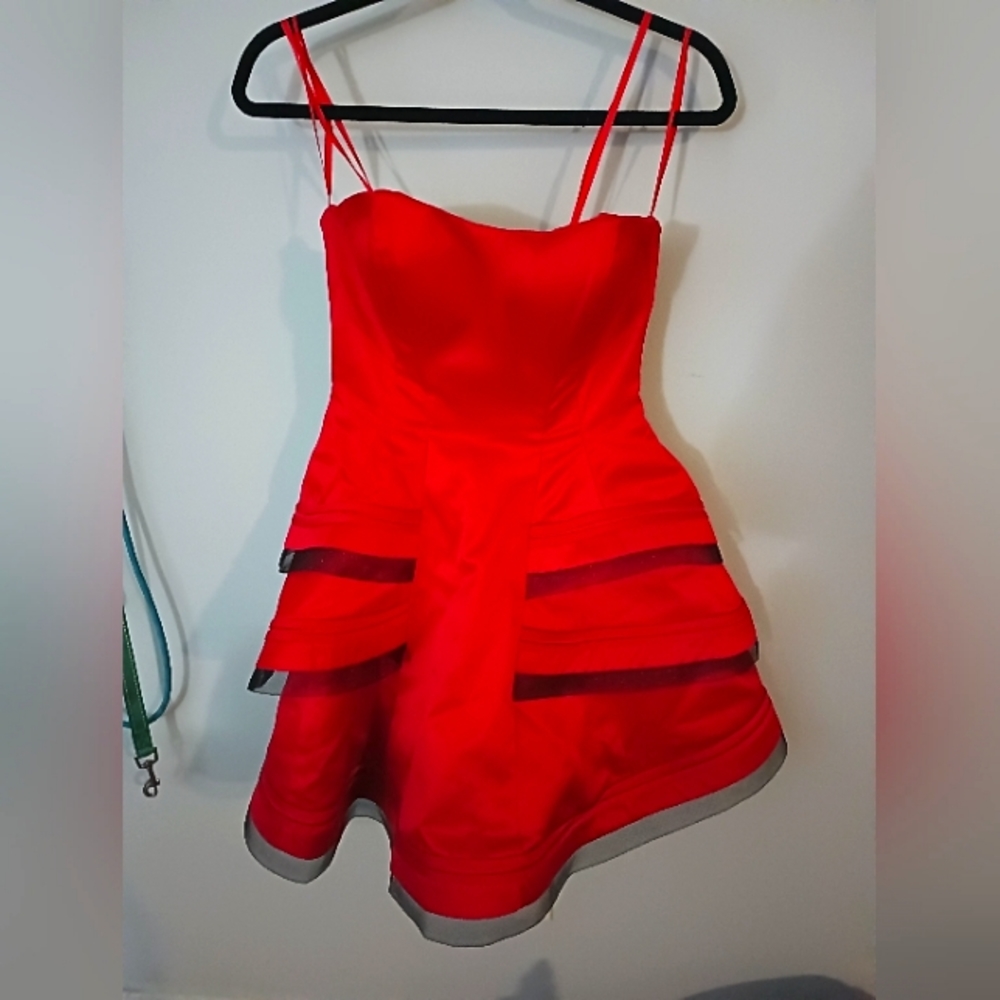 Mac Duggal red strapless dress. Size 4